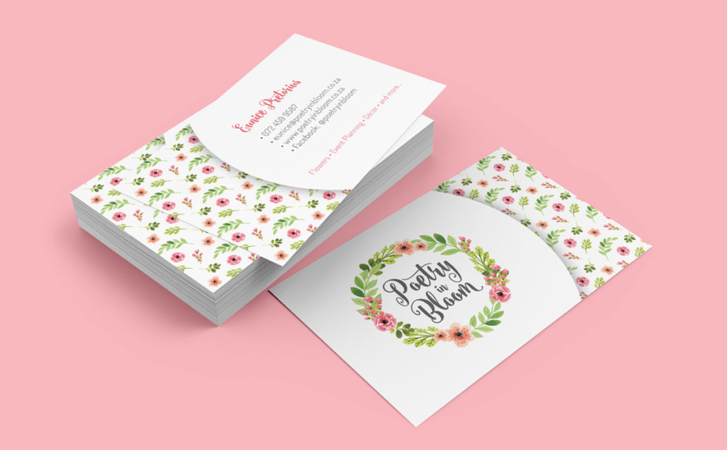 Poetry in Bloom business card mockup - CHAOS Studio